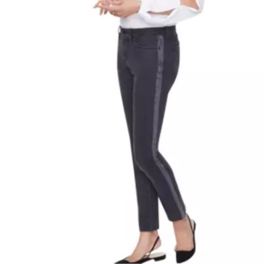 NYDJ Black Denim Alina Leggings with Silver Glitter Accent 14 NWT